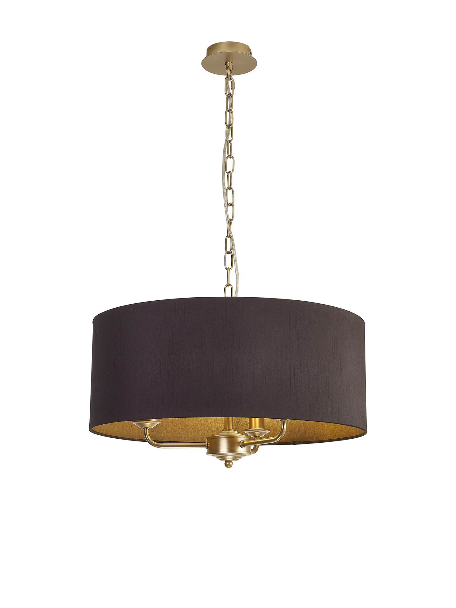 DK0969  Banyan 50cm 3 Light Pendant Champagne Gold, Midnight Black/Green Olive